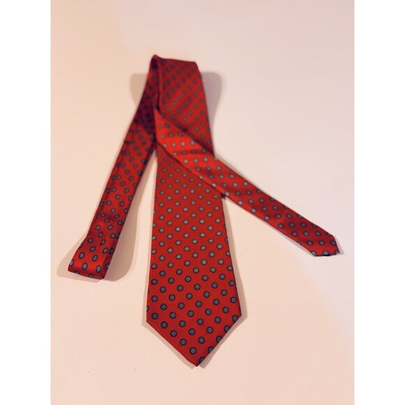 Carson Pirie Scott Men’s Silk Necktie Tie Handmade Red, Blue & White Paisley - Picture 2 of 3